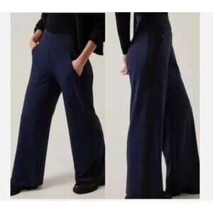 Athleta Venice High Rise Wide Leg Pant Size Large Petite LP Navy Travel Athletic